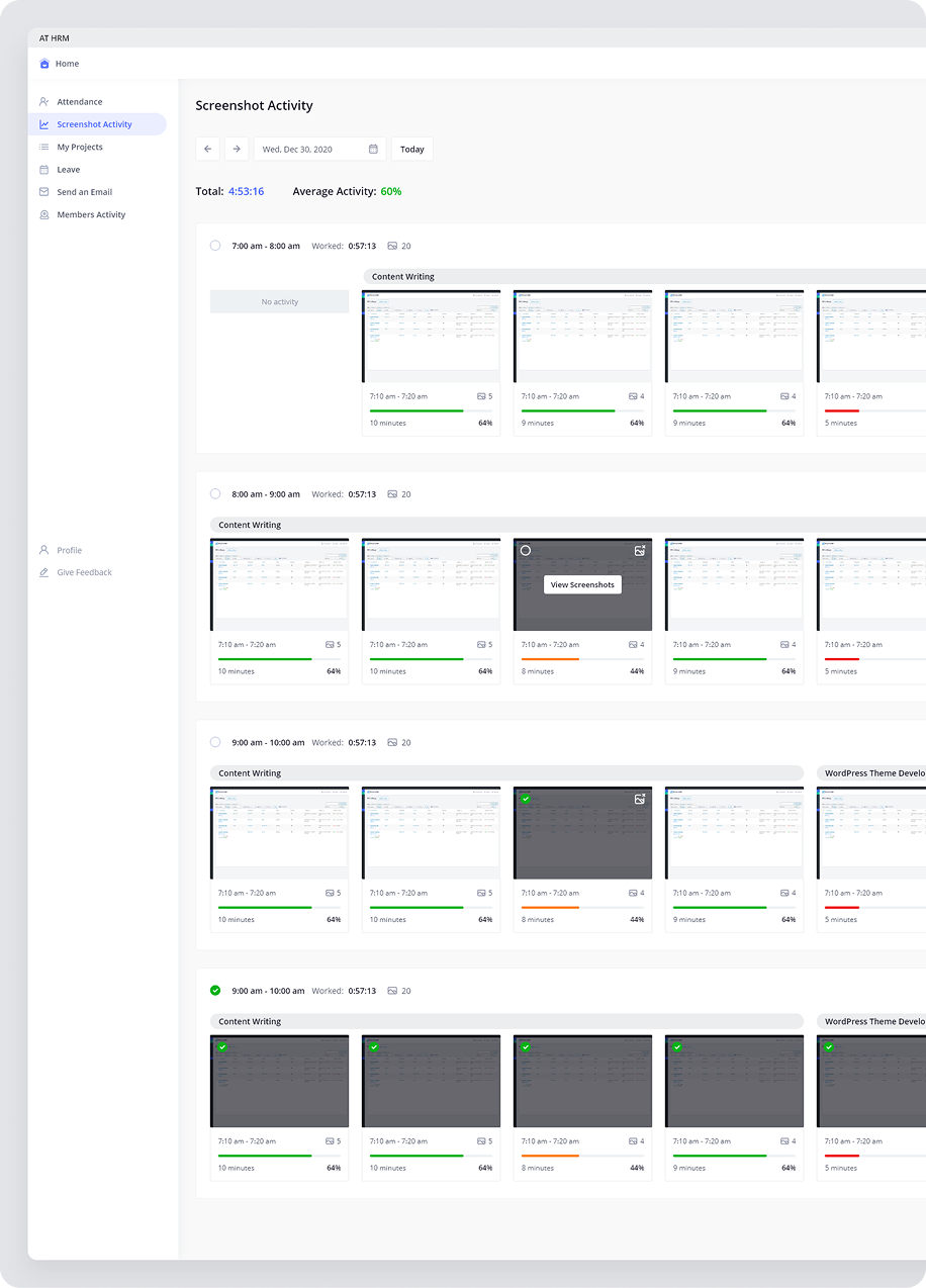 HRM General Member dashboard screenshot 2